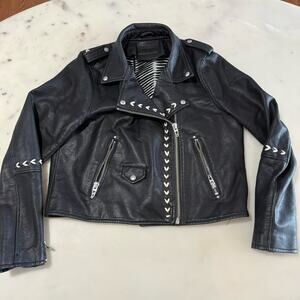 BLANKNYC Women’s XL Black Faux Leather Biker Motor Jacket Studded Accents Lined